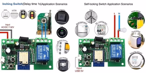 TUYA išmanusis 1 kanalo jungiklis, Wi-Fi, RF, 10A, DC 7-32V