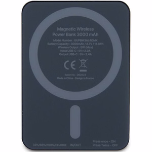 Guess MagSafe Metal Script Logo induction power bank 5W 3000mAh - black