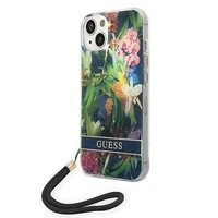 Guess GUOHCP14MHFLSB iPhone 14 Plus 6.7 "mėlynas/mėlynas kietas dėklas Gėlių dirželis