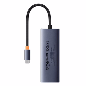 5-in-1 šakotuvas Baseus UltraJoy Series USB-C į HDMI4K@30Hz+3xUSB 3.0+1xPD (pilkas)