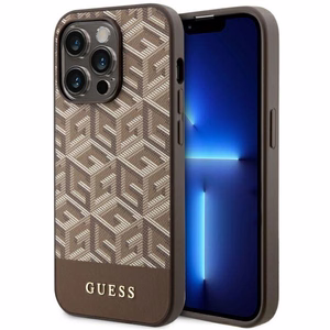Guess GUHMP14XHGCFSEW iPhone 14 Pro Max 6.7" rudas/rudas kietas dėklas GCube Stripes MagSafe