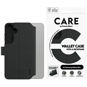 CARE by PanzerGlass Piniginės tipo dėklas su stovu Samsung Galaxy S25+ - Juodas