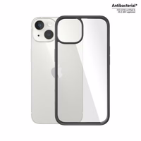 PanzerGlass ClearCase antibakterinis karinės klasės sertifikuotas dėklas telefonui iPhone 14/15/13 – skaidrus ir juodas
