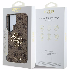 Guess Big 4G Logo Classic Logo dėklas telefonui Samsung Galaxy S25 Ultra rudas