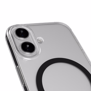 Puro Lite Mag TPU+PC dėklas suderinamas su MagSafe iPhone 17 - skaidrus su juodu žiedu