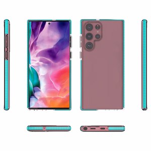 Spring Case dėklas su spalvotu rėmeliu Samsung Galaxy S22 Ultra šviesiai rožinis