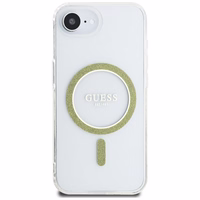 Guess IML Glitter Circle Magnetinis dėklas telefonui iPhone 16e - skaidrus