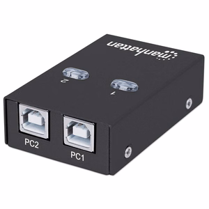 Manhattan USB-A automatinis bendro naudojimo jungiklis, 2x USB-B prievadai, 480 Mbps (USB 2.0), dvigubas valdymas (automatinis arba rankinis), maitinamas per USB (nereikalingas išorinis maitinimo šaltinis), su 1x 1.5m USB-A į USB-B kabeliu