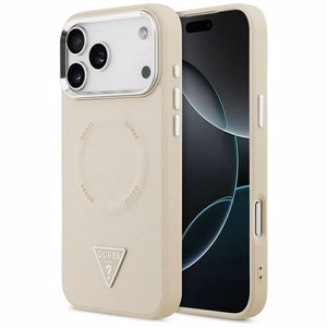 Guess Triangle Logo MagSafe Dėklas for iPhone 17 Pro - smėlinis