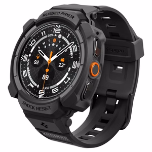 „Spigen Rugged Armor Pro“ dėklo ir dirželio rinkinys, skirtas „Samsung Galaxy Watch Ultra 2 (2026)“ 47 mm – matinis juodas