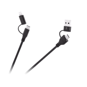 „4 viename“ USB-A/USB-C–USB-C/Lightning laidas, 1 m