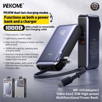 Išorinė baterija WK Design "WP-105" pilka 10000mAh (35W)