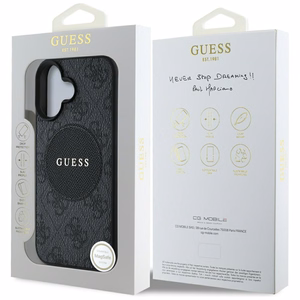 Guess 4G Circle Classic Logo Magnetinis dėklas telefonui iPhone 16 - juodas