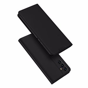 Dux Ducis Skin Pro Dėklas telefonui Samsung Galaxy A14 4G / 5G su atverčiamu kortelių dėklu ir stovu Juodas
