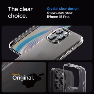 Spigen Ultra Hybrid dėklas telefonui iPhone 15 Pro - skaidrus matinis