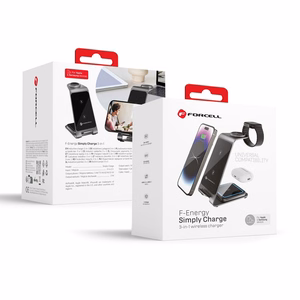 Forcell F-ENERGY Simply Charge 3in1 aliuminis suderinamas su Apple Watch ir Samsung Watch pilkas