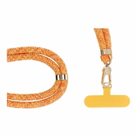 SWING (8mm) Telefono dirželis, Telefono pakabukas su reguliuojamu ilgiu / virvės ilgis 165cm (maks. 82.5cm kilpoje) / ant peties arba kaklo - oranžinė-balta