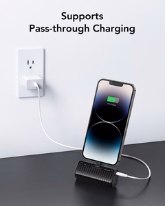 VEGER išorinė baterija 5000 mAh su įmontuotu jungtimi Lightning PlugOn PD QC3.0 3A 20W W0558P juoda