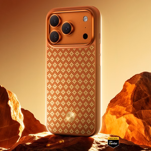 Benks Magnetic Armor Pro Armor Grid Kevlar dėklas su metaliniu rėmeliu 600D (C.K.FL.AP.GD.F070), skirtas Iphone 17 Pro Max, oranžinis
