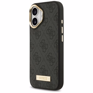 Guess 4G Logotipo Plokštelė Magnetinis dėklas telefonui iPhone 17 juodas