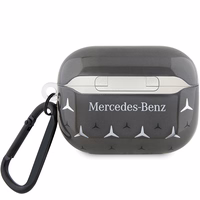 Mercedes MEAP8DPMGS AirPods Pro dėklas su didelio žvaigždės rašto dizainu, juodas