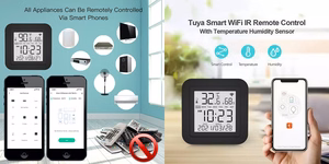 TUYA išmanusis IR pultelio valdiklis su temperatūros ir drėgmės jutikliais, Wi-Fi
