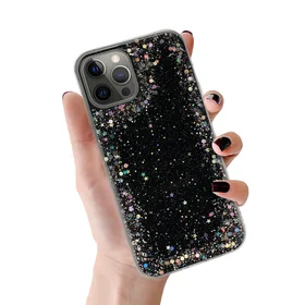 Skaidrus dėklas telefonui Iphone 12 Pro Max Juodas