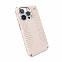 Speck Presidio2 Grip - iPhone 15 Pro dėklas (Bleached Bone / Heirloom auksinis / Hazel rudas)