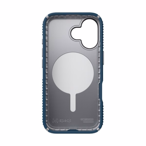 Speck Presidio2 Grip MagSafe dėklas, skirtas iPhone 17, „Deep Sea / Silver Metallic“ spalvos