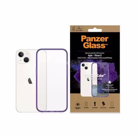 PanzerGlass ClearCase antibakterinis dėklas telefonui su Military Grade sertifikatu iPhone 13 / 14 / 15 - permatomas violetinis
