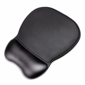 Ergonominis pelės kilimėlis ir riešo atrama gelio eko oda didelis neslystantis - juodas