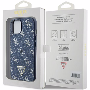 Guess 4G Triangle Metal Logo dėklas telefonui iPhone 15 Plus / 14 Plus - mėlynas