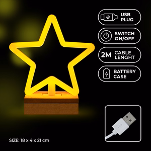 Neon Wood stovas LED STAR šiltai baltas FLNW04 Forever Light