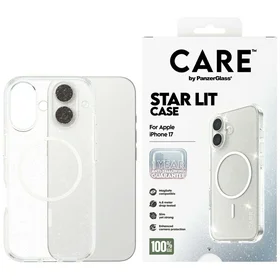 CARE by PanzerGlass Flagship Urban Explorer dėklas telefonui su baltu magnetiniu MagSafe, skirtas iPhone 17 – skaidrus su blizgučiais