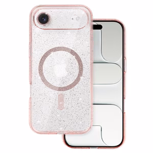 Blizgantis magnetinis dėklas telefonui Iphone 17 Air, rožinis, permatomas