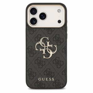 Guess 4G Big 4G Classic Logo dėklas telefonui iPhone 17 Pro Max - juodas ir auksinis