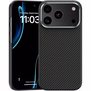 Juodas „Benks Magnetic Armor Air 600D“ kevlaro dėklas su metaliniu rėmeliu (C.K.FL.AP.BK.A073), skirtas iPhone 18 Pro Max / iPhone 17 Pro Max