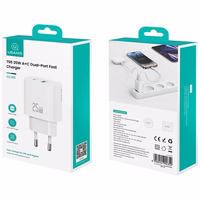 Tinklo įkroviklis USAMS CC315 T65 25W 1xUSB-C 1xUSB-A Fast Charging baltas