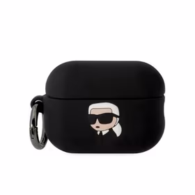 Karl Lagerfeld KLAP2RUNIKK AirPods Pro 2 dėklas juodas/juodas Silikoninis Karl Head 3D