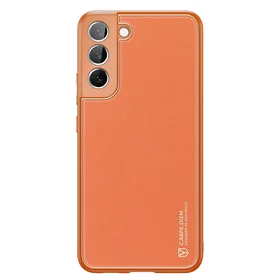 Dux Ducis Yolo elegantiškas dėklas iš ekologiškos odos Samsung Galaxy S22 + (S22 Plus) oranžinis