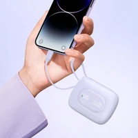 Dudao K32 22.5W 10000mAh išorinė baterija su įmontuotu USB-C / Lightning kabeliu - violetinė