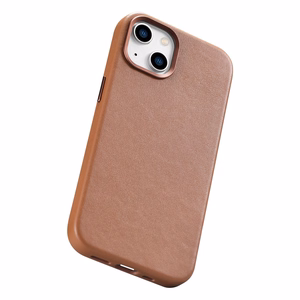 iCarer Dėklas Odinis viršelis iPhone 14 Plus rudas (suderinamas su MagSafe)
