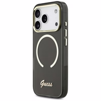 Guess IML Script Metal MagSafe Dėklas for iPhone 17 Pro Max - juodas