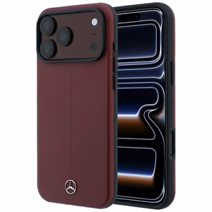 Mercedes Semi Wrap Iconic Line MagSafe odinis dėklas, skirtas iPhone 18 Pro Max / 17 Pro Max, bordo spalvos