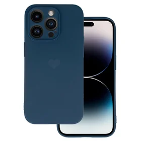 Vennus Silikoninis širdies dizaino dėklas telefonui Iphone 14 Pro dizainas 1 tamsiai mėlynas