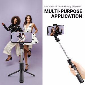 Crong SelfieGo Lite kompaktiška Bluetooth asmenukių lazda ir trikojis, juoda