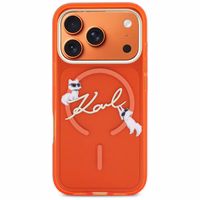 Karl Lagerfeld IML Choupettes Karl Script Logo MagSafe Dėklas for iPhone 17 Pro - oranžinis