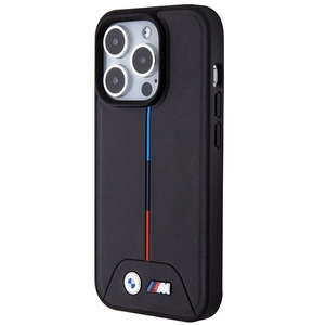 BMW dygsniuotas trispalvė Magnetinis dėklas telefonui iPhone 15 Pro Max - juodas
