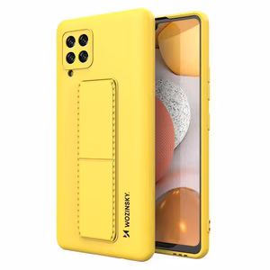 Wozinsky Kickstand Case silikoninis dėklas su stovu Samsung Galaxy A42 5G geltona