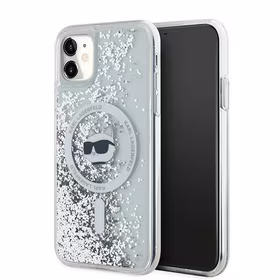 Karl Lagerfeld Skystas Blizgučiai Choupette galvos MagSafe dėklas iPhone 11 / Xr - permatomas